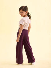 Load image into Gallery viewer, Go Colors Dark Wine Rayon Poly Stretch Rib Palazzo
