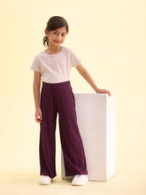 Load image into Gallery viewer, Go Colors Dark Wine Rayon Poly Stretch Rib Palazzo
