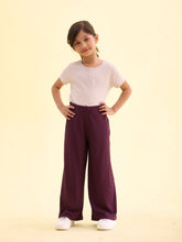 Load image into Gallery viewer, Go Colors Dark Wine Rayon Poly Stretch Rib Palazzo
