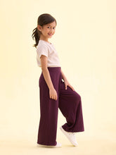 Load image into Gallery viewer, Go Colors Dark Wine Rayon Poly Stretch Rib Palazzo

