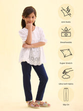 Load image into Gallery viewer, Go Colors Navy Cotton Stretch  Ankle Length Leggings
