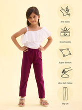 Load image into Gallery viewer, Go Colors Plum Cotton Stretch  Ankle Length Leggings
