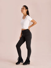 Load image into Gallery viewer, Go Colors Black Velour Ultra Warm Leggings
