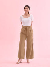 Load image into Gallery viewer, Go Colors Beige Viscose Poly Stretch Smart Fit Pant
