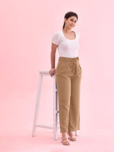 Load image into Gallery viewer, Go Colors Beige Viscose Poly Stretch Smart Fit Pant
