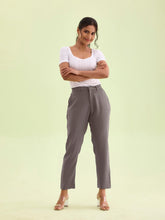 Load image into Gallery viewer, Go Colors Medium Grey Crepe Tapered Trouser
