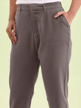Load image into Gallery viewer, Go Colors Medium Grey Crepe Tapered Trouser
