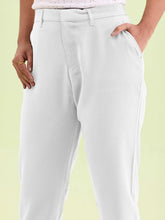 Load image into Gallery viewer, Go Colors White Crepe Tapered Trouser
