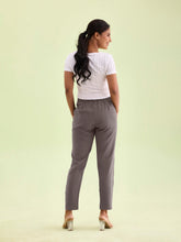 Load image into Gallery viewer, Go Colors Medium Grey Crepe Tapered Trouser
