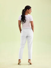 Load image into Gallery viewer, Go Colors White Crepe Tapered Trouser
