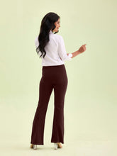 Load image into Gallery viewer, Go Colors Dark Wine Cotton Stretch Flared Pant
