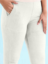 Load image into Gallery viewer, Go Colors Cream Poly Stretch Suede Tregging
