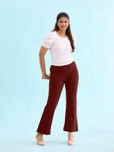 Load image into Gallery viewer, Go Colors Bright Maroon Roma Ponte Flared Pant
