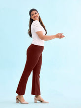 Load image into Gallery viewer, Go Colors Bright Maroon Roma Ponte Flared Pant
