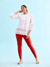 Load image into Gallery viewer, Go Colors Bright Red Drop Needle Fabric Rib Leggings
