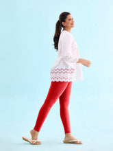 Load image into Gallery viewer, Go Colors Bright Red Drop Needle Fabric Rib Leggings
