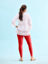 Load image into Gallery viewer, Go Colors Bright Red Drop Needle Fabric Rib Leggings

