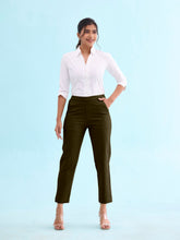 Load image into Gallery viewer, Go Colors Dark Olive Woven Cotton Stretch Chino Pants
