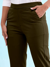 Load image into Gallery viewer, Go Colors Dark Olive Woven Cotton Stretch Chino Pants
