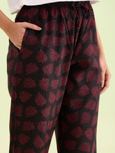Load image into Gallery viewer, Go Colors Black Woven Viscose Printed Lounge Pants
