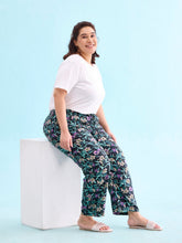 Load image into Gallery viewer, Go Colors Black Woven Viscose Printed Lounge Pants
