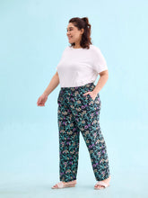 Load image into Gallery viewer, Go Colors Black Woven Viscose Printed Lounge Pants
