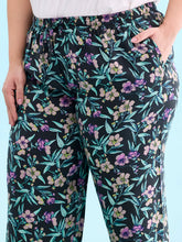 Load image into Gallery viewer, Go Colors Black Woven Viscose Printed Lounge Pants
