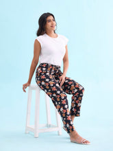 Load image into Gallery viewer, Go Colors Black Woven Viscose Printed Lounge Pants
