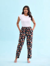 Load image into Gallery viewer, Go Colors Black Woven Viscose Printed Lounge Pants

