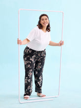 Load image into Gallery viewer, Go Colors Black Woven Viscose Printed Lounge Pants
