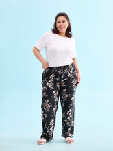 Load image into Gallery viewer, Go Colors Black Woven Viscose Printed Lounge Pants
