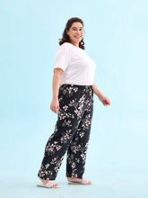 Load image into Gallery viewer, Go Colors Black Woven Viscose Printed Lounge Pants
