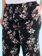 Load image into Gallery viewer, Go Colors Black Woven Viscose Printed Lounge Pants
