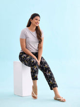 Load image into Gallery viewer, Go Colors Black Woven Viscose Printed Lounge Pants
