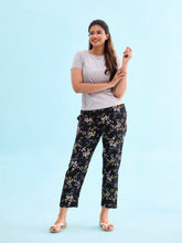 Load image into Gallery viewer, Go Colors Black Woven Viscose Printed Lounge Pants
