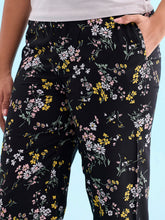 Load image into Gallery viewer, Go Colors Black Woven Viscose Printed Lounge Pants
