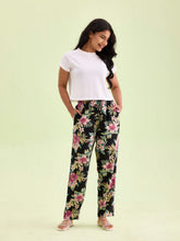 Load image into Gallery viewer, Go Colors Black Woven Viscose Printed Lounge Pants
