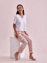 Load image into Gallery viewer, Go Colors White Woven Viscose Printed Lounge Pants
