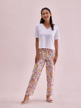 Load image into Gallery viewer, Go Colors White Woven Viscose Printed Lounge Pants
