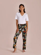 Load image into Gallery viewer, Go Colors Black Cotton Knit Printed Lounge Pants

