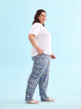 Load image into Gallery viewer, Go Colors Black Cotton Knit Printed Lounge Pants
