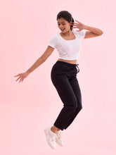 Load image into Gallery viewer, Go Colors Black Cotton Knit Lounge Pants
