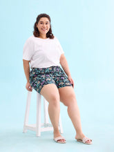 Load image into Gallery viewer, Go Colors Black Woven Viscose Printed Lounge Shorts

