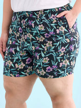 Load image into Gallery viewer, Go Colors Black Woven Viscose Printed Lounge Shorts
