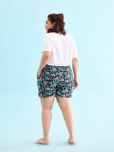 Load image into Gallery viewer, Go Colors Black Woven Viscose Printed Lounge Shorts
