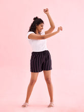 Load image into Gallery viewer, Go Colors Black Woven Viscose Printed Lounge Shorts
