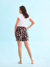 Load image into Gallery viewer, Go Colors Black Woven Viscose Printed Lounge Shorts
