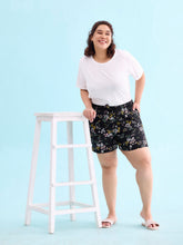 Load image into Gallery viewer, Go Colors Black Woven Viscose Printed Lounge Shorts
