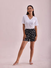 Load image into Gallery viewer, Go Colors Black Cotton Knit Printed Lounge Shorts
