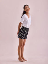 Load image into Gallery viewer, Go Colors Black Cotton Knit Printed Lounge Shorts
